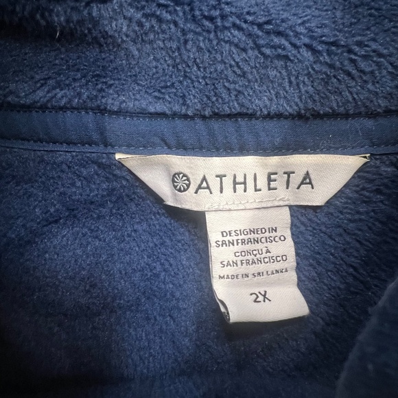 Athleta Cozy Karm Asym Pullover Fleece Navy Blue Sz 2X Cozy Soft Sweatshirt - Picture 7 of 13